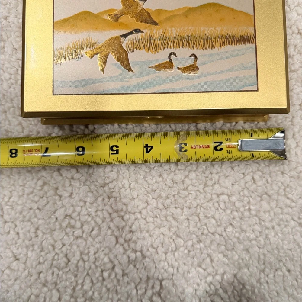 Vintage Otogiri‎ Japanese Memo Box Canadian Geese Gold Tone Wood Box